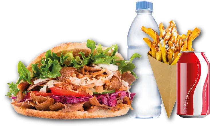 Kebab menu with fried sweet potato